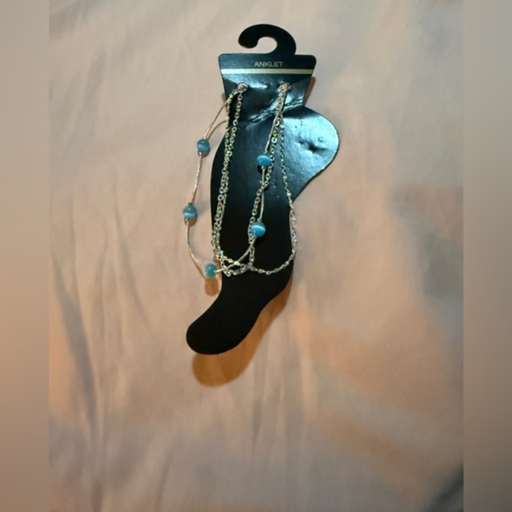 Blue Beaded Anklet Set NWT